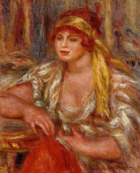 Pierre Auguste Renoir : Andree in Yellow Turban and Blue Skirt